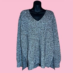 ATHLETA Grey Knit V Neck Oversized Pullover Sweater XS